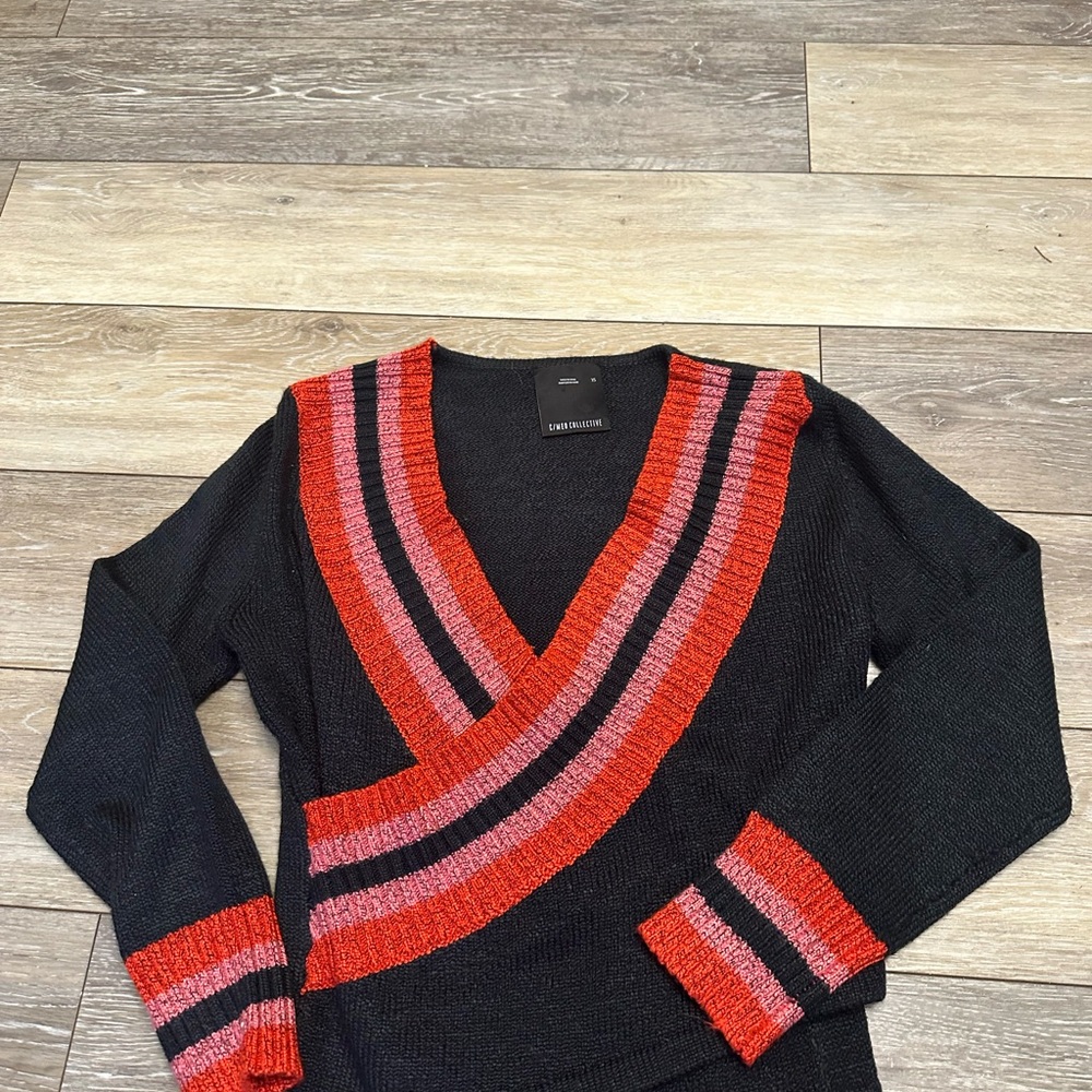 Anthropologie C/MEO Collective Long Sleeve V-Neck Crossover Sweater